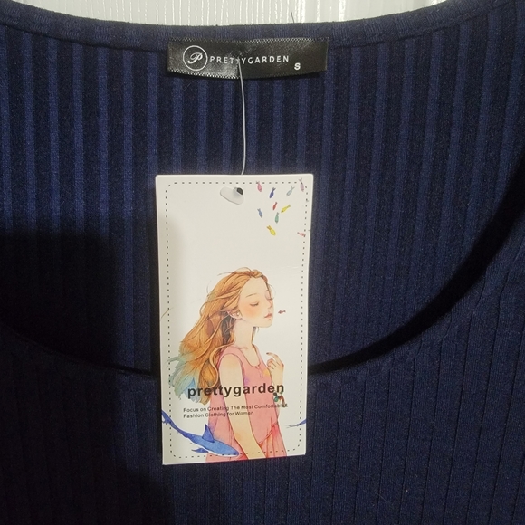 NWT PrettyGarden Blue Long Sleeve Sweater Dress with Tie Waist Women's Size S - Picture 4 of 8